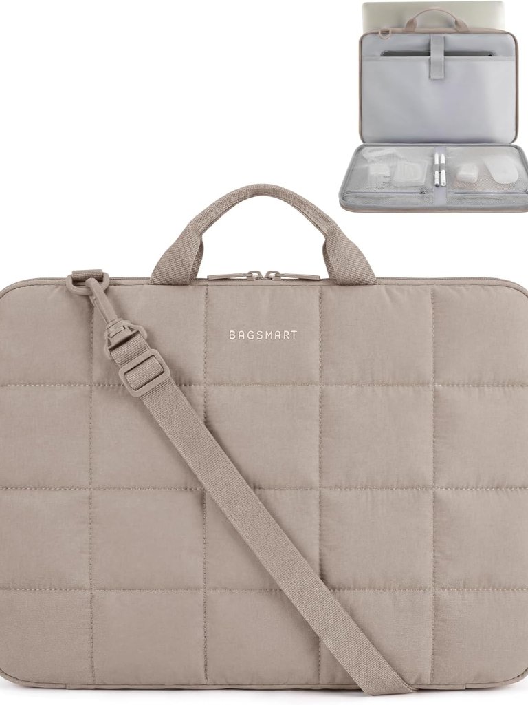 Laptop Case With Handle, Puffy Laptop Sleeve Bag For Women, Macbook Case For Del